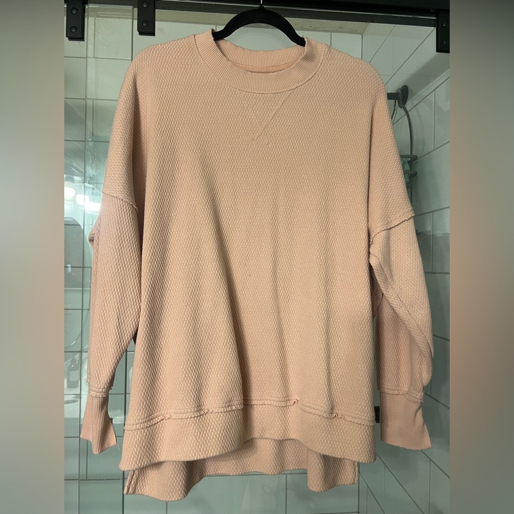 aerie Crewneck Sweatshirt Pullover in Salmon Pale Pink